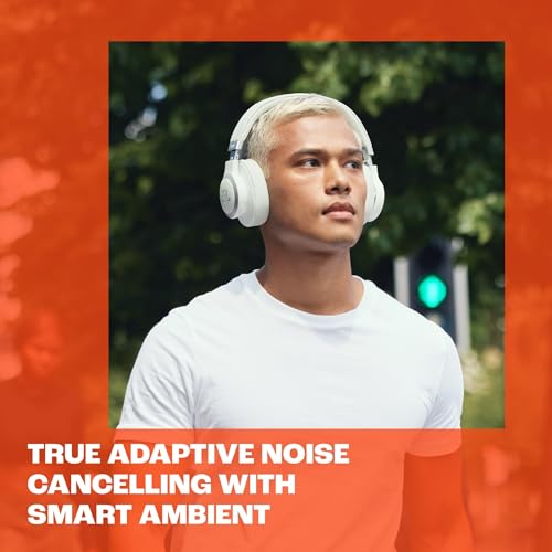 JBL Auriculares inalámbricos circumaurales Live 770 NC, con tecnología Bluetooth y cancelación adaptativa de ruido, hasta 65 horas de reproducción, beige