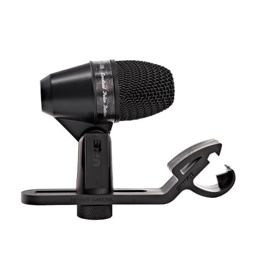 SHURE PGA56 - Micrófono dinámico cardioide para caja/timbales con acople giratorio, soporte para batería y cable XLR a XLR