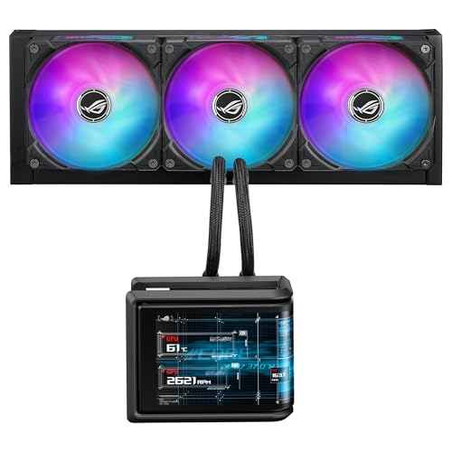 Asus ROG Ryuo IV SLC 360 ARGB - Sistema de refrigeración líquida todo en uno para CPU; tubos más cortos; pantalla AMOLED curva de 6,67 pulgadas que admite vídeo o información personalizada del sistema