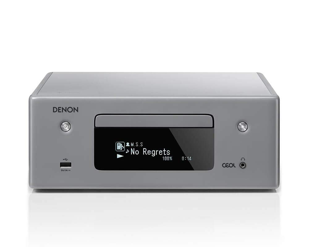 Denon RCD-N10 - Receptor de CD (Wi-Fi, Bluetooth, Airplay, Heos, Amazon Alexa), Color Gris