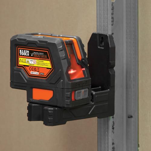 Klein Tools 93LCLS - Nivel láser de línea cruzada con punto de plomada, autonivelante, incluye abrazadera de montaje magnética