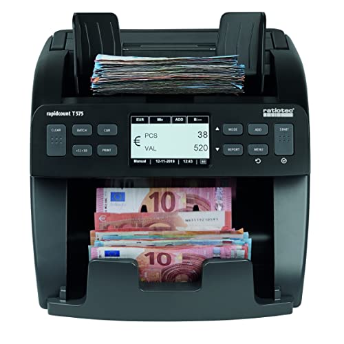Contadora de billetes ratiotec rapidcount T 575 - Contadora de piezas y valores con control de autenticidad del 100% para volúmenes de recuento medianos y grandes.