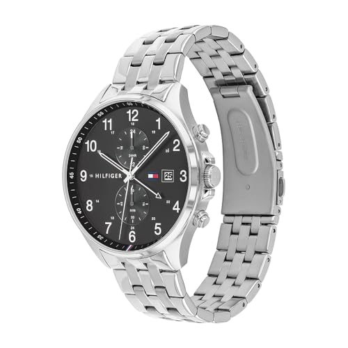 Tommy Hilfiger Reloj Analógico de Cuarzo Multifunción para Hombre con Correa de Acero Inoxidable Plateada - 1791707