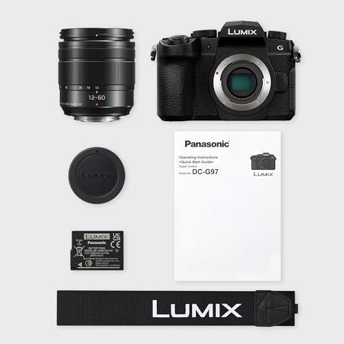 Panasonic DC-G97ME LUMIX Micro Cuatro Tercios Cámara sin Espejo con Lente H-FS12060 LUMIX G Vario de 12-60 mm, 20,3 MP, 4K 30p, LCD de Ángulo Libre, Wi-Fi, Bluetooth, Color Negro