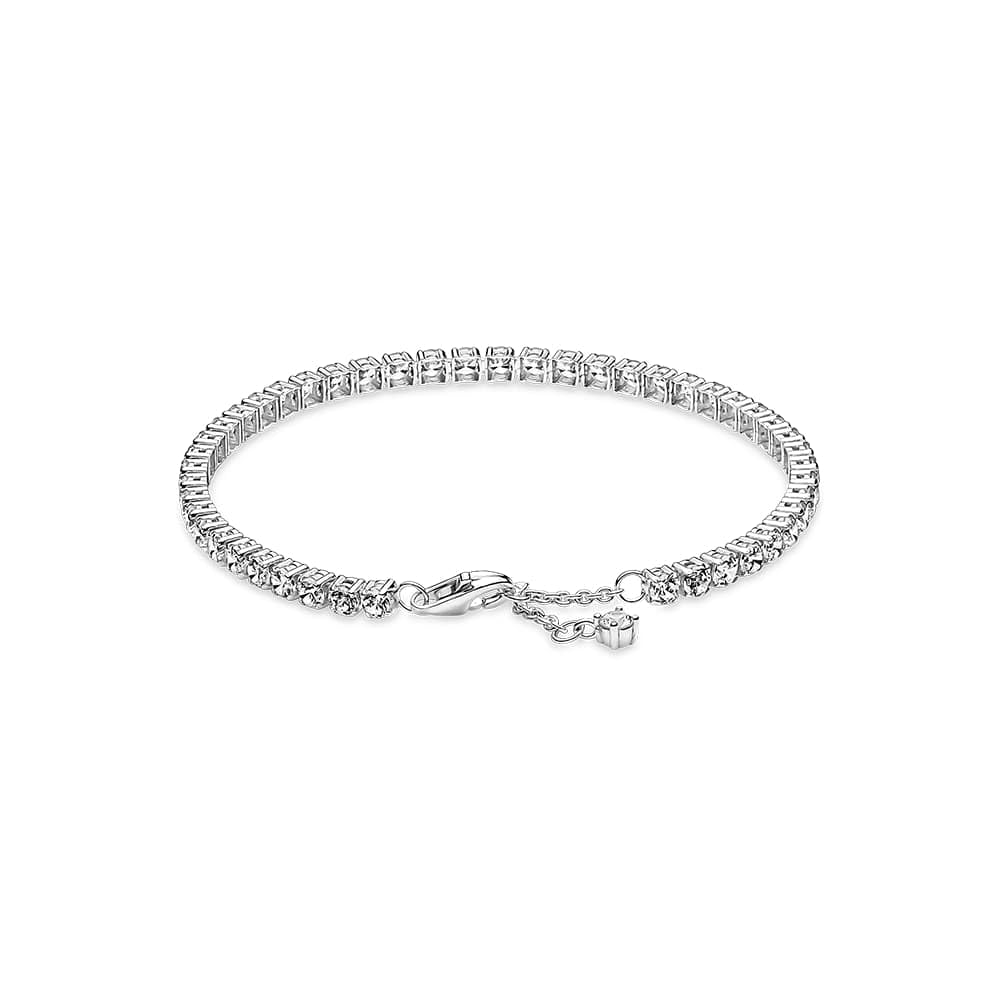 Pandora Timeless Pulsera de tenis centelleante de plata de ley con circonitas cúbicas transparentes, 16