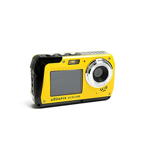 Easypix W3048 Edge Yellow - Cámara Sumergible, 48MP Doble Pantalla
