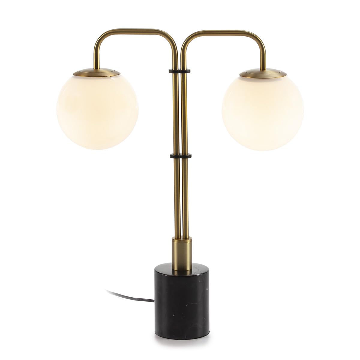 LAMPARA SOBREMESA 45X15X55 CRISTAL BLANCO/MARMOL NEGRO/METAL DORADO