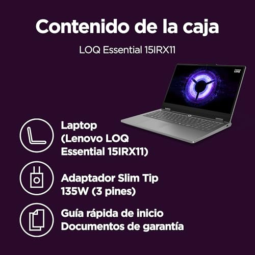 Lenovo LOQ Essential Gen 11 - Ordenador Portátil Gaming IA 15.6'' FHD (Intel Core i5-13450HX, NVIDIA GeForce RTX 5050, 16GB RAM, 1TB SSD, 144 Hz, Wi-Fi 6, Sin Sistema Operativo) QWERTY Español - Gris