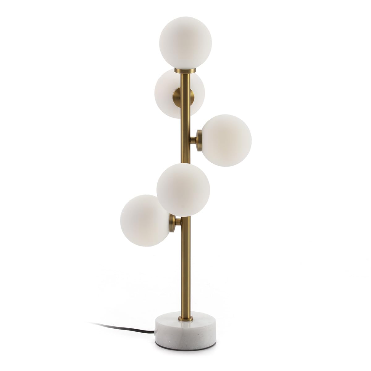 LAMPARA SOBREMESA 22X22X61 CRISTAL BLANCO/MARMOL BLANCO/METAL DORADO
