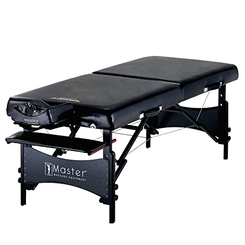Master Massage Galaxy - Camilla de Masaje Plegable (71 cm, Patas de Madera, Bolsa de Transporte), Negro
