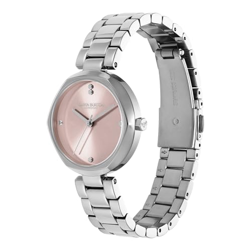 Olivia Burton Reloj con Movimiento de Cuarzo de Tres Manecillas para Mujer Colección Dimension con Correa de Acero Inoxidable Plateada - 24000259