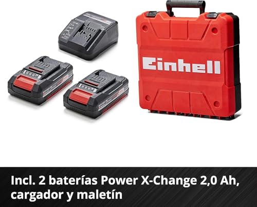 Einhell Taladro/destornillador con batería TE-CD 18/50 Li BL Power X-Change (iones de litio, 18V, máx 50 Nm, portabrocas 13 mm, sistema electrónico velocidad, incl. 2 baterías 2,0 Ah y cargador)