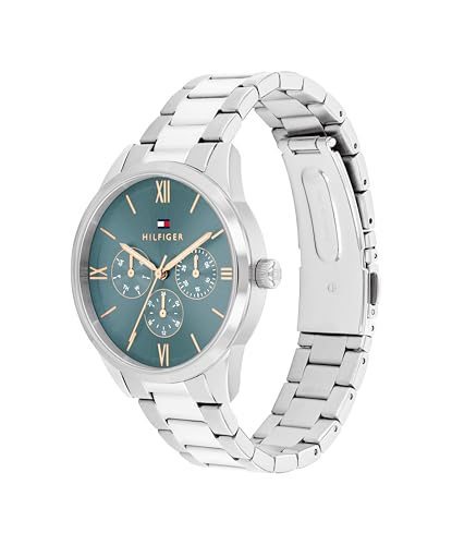 Tommy Hilfiger Reloj Analógico de Cuarzo Multifunción para Mujer con Correa de Acero Inoxidable Plateada - 1782745