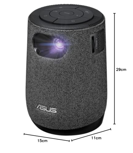 ASUS ZenBeam Latte - Proyector LED portátil HD, 300 lúmenes, HDMI y USB-C 1280 x 720 y 32 dB, altavoces Bluetooth de 10 W, sonido por Harman Kardon, batería integrada, USB-A y HDMI, Gris