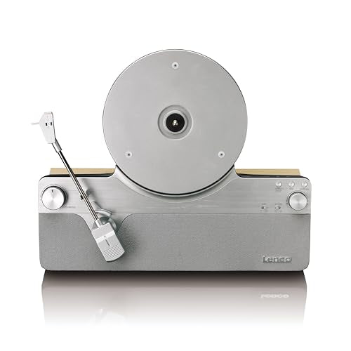 Lenco LSA-071SI - Tocadiscos Vertical Totalmente automático con Altavoces incorporados y Bluetooth® - Plata
