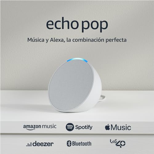 Echo Pop (Última generación) | Altavoz inteligente Bluetooth con Alexa de sonido potente y compacto | Blanco
