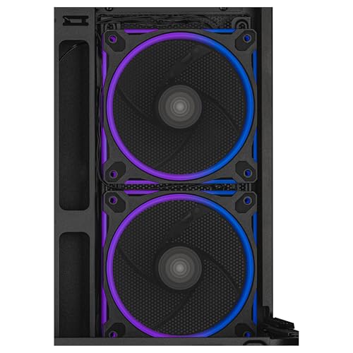 ASUS Prime AP202 ARGB Caja mATX, Cristal Curvado Templado, Compatible con gráficas de hasta 420 mm, radiadores de 360 mm, raíl de fácil extracción, ventilación de Ranura, Ventiladores ARGB, Negro