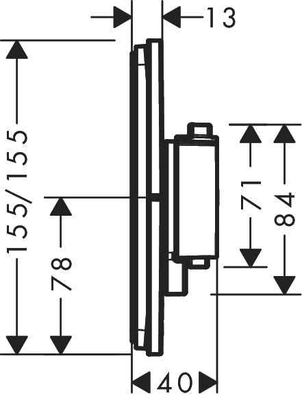 hansgrohe ShowerSelect Comfort E, termostato empotrado , grifo con botón de seguridad (SafetyStop) a 40 °C, termostato rectangular para ducha y bañera, mezclador para 2 funciones, cromo