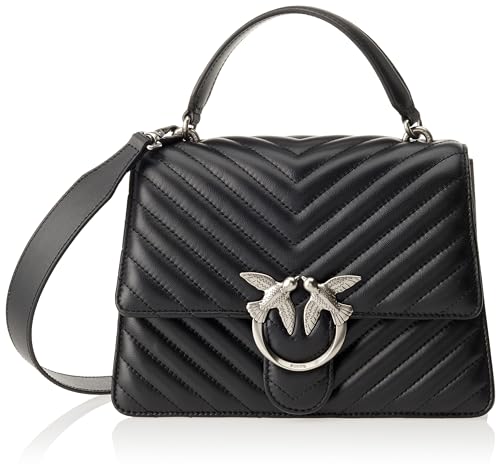 Pinko Top Handle, Love One Manilla Superior Classic LI para Mujer, Z99O_Nero-Old Silver