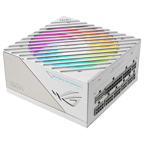 Asus ROG Loki SFX-L 850W Platinum White Edition Fuente de Alimentación Modular (80+ Platinum, Ventilador ARGB PWM de 120 mm, Aura Sync, Compatible con ATX 3.1, PCIe 5.1, 10 Años de Protección)