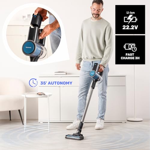 Taurus – Aspirador sin Cable Homeland Ideal Touch, Batería extraíble, Carga Rápida, 180W, 35 min autonomía, Filtro HEPA, Turbo Brush, LED, Pantalla Digital, Depósito 600ml, Accesorios