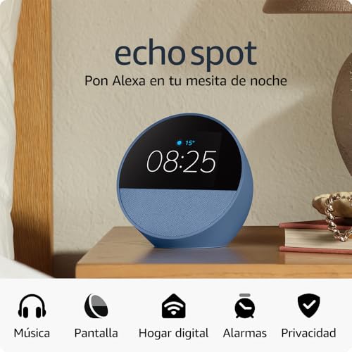 Amazon Echo Spot (modelo de 2024) | Despertador inteligente con sonido de calidad y Alexa | Azul