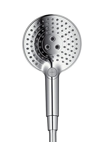 hansgrohe Raindance S - sistema de ducha con termostato, ducha lluvia (⌀ 300 mm) con grifo, ducha de mano (2 tipos de chorro), flexo, barra, ducha fija redondo (1 tipo de chorro), cromo, 27114000
