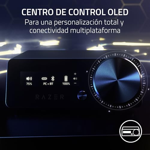 Razer Kraken V4 Pro - Auriculares inalámbricos para Juegos con Centro de Control - Háptica Razer Sensa HD (Controladores Triforce de 40mm, Razer HyperSpeed & Bluetooth, THX Spatial Audio) Negro