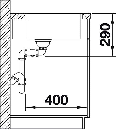 Blanco 522985 Fregadero de cocina de acero inoxidable, 400mm/400mm