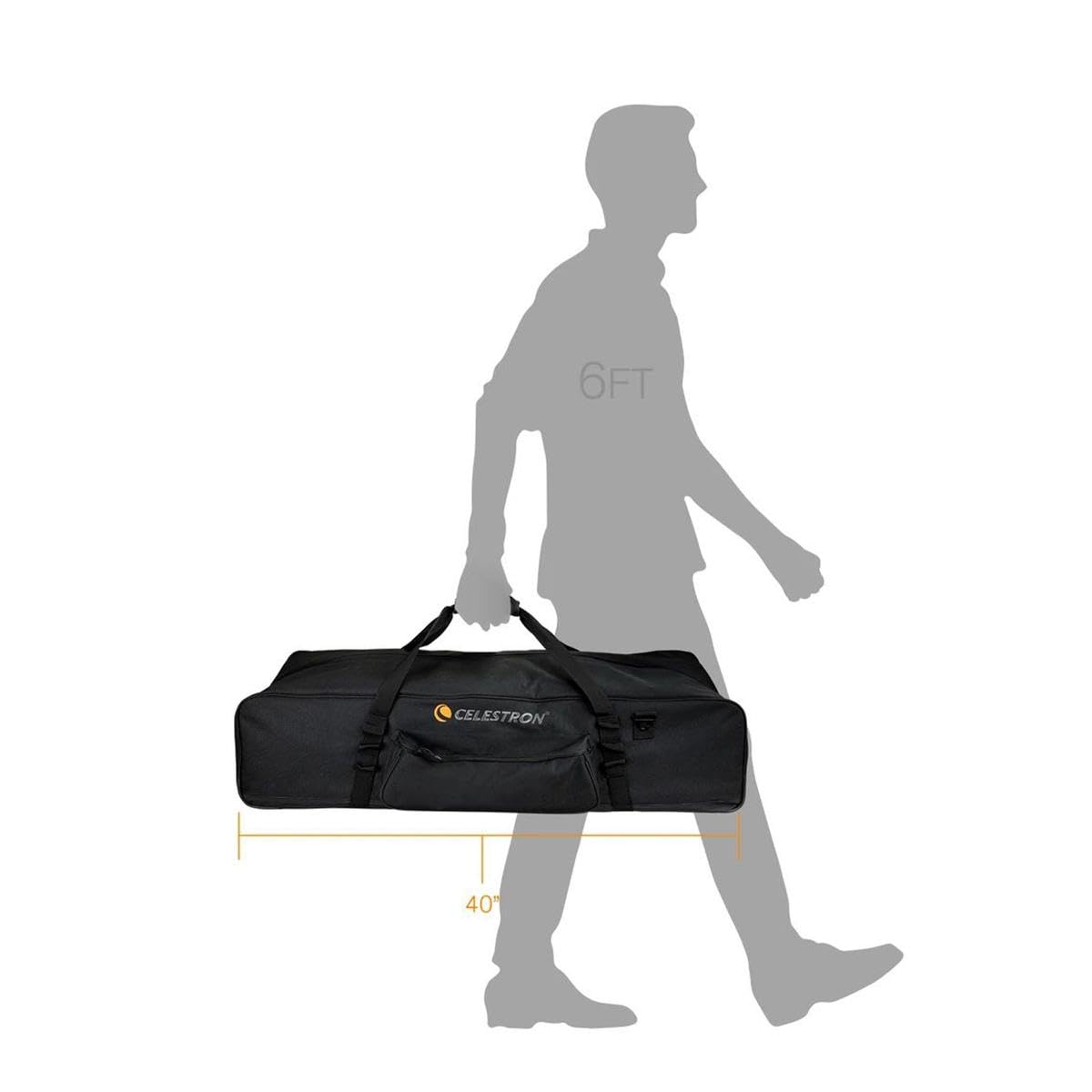 Celestron 94025 Bolsa para kit completo telescopio 40” – Estuche para transporte de telescopio, montura, trípode y accesorios, compartimentos interiores acolchados ajustables y bolsa accesorios, negro