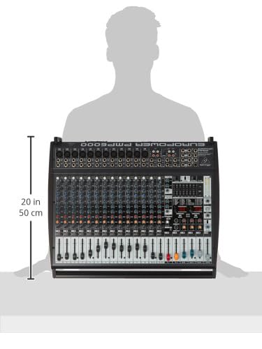 Behringer EUROPOWER PMP6000 Mezclador autoamplificado de 1600 vatios y 20 canales con procesador Dual Multi-FX y sistema de detección de retroalimentación FBQ