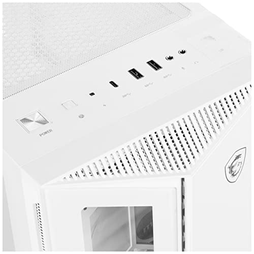 MSI MPG GUNGNIR 110R White - Carcasa Premium para PC para Juegos de Torre Media - Panel Lateral de Vidrio Templado - Ventiladores ARGB de 120 mm - Soporte de refrigeración líquida con radiador de