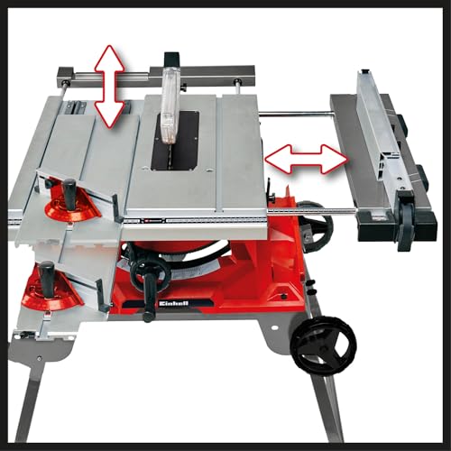 Einhell Sierra de mesa circular TE-CC 250 UF (máx. 2000 W, carro de formato deslizante, Ø250 x Ø30 mm hoja, arranque suave, tope paralelo y transversal/angulado, plegable y transportable)