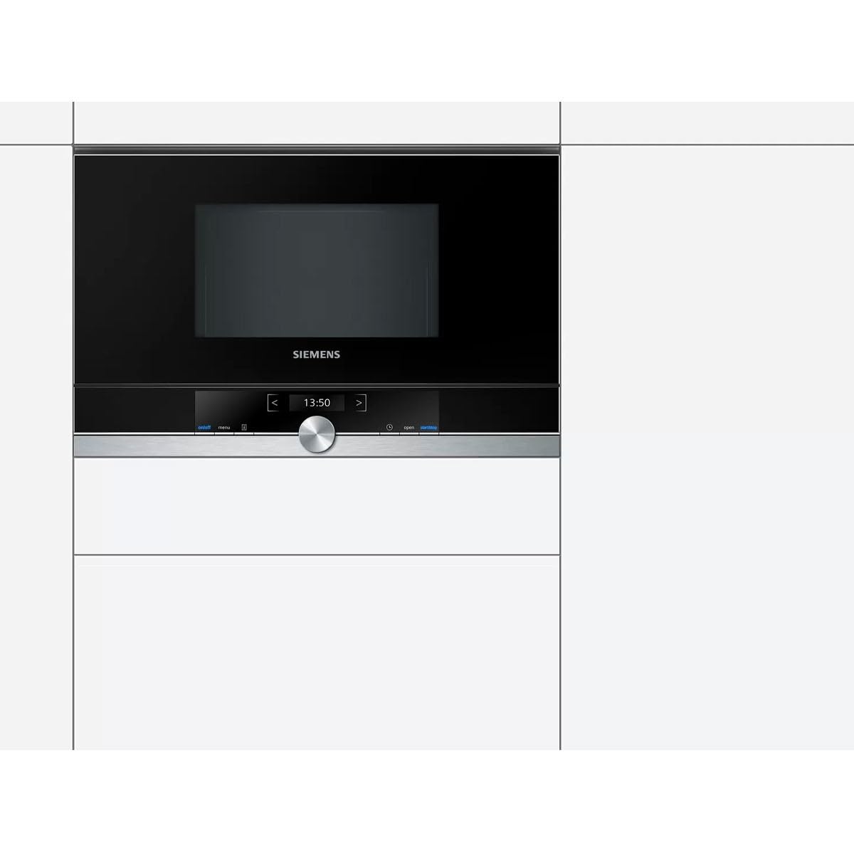 Siemens MDA BF634LGS1 iQ700 - Microondas integrable/encastre sin marco sin grill, 21 L, 900 W, color negro con acero inoxidable, negro