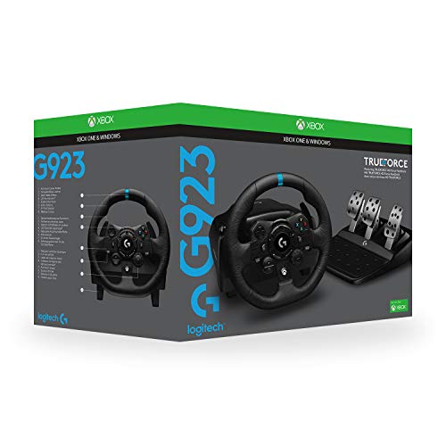 Volante de Carrera y Pedales Logitech G923 USB para Xbox One y PC, Enchufe inglés Tipo G - Negro