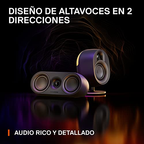SteelSeries Arena 9 - Altavoces gaming 5.1 – Sonido envolvente USB 5.1 – Altavoces traseros inalámbricos – Diseño de altavoces de 2 vías – Subwoofer – Iluminación RGB reactiva – USB, Bluetooth