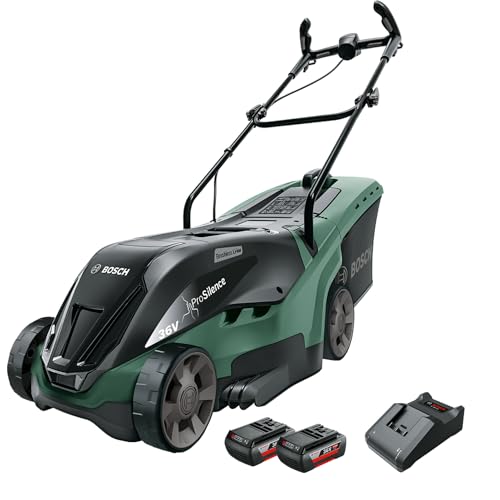 Bosch Cortacésped a batería UniversalRotak 36-560 (36 Volt, 2x Batería 2,0 Ah, Ancho de corte: 36cm, Superficies hasta 560 m², en Caja)