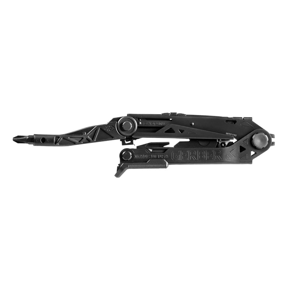 Gerber Multiherramienta con clip para cinturón, transmisión central, apertura con una sola mano, 14 funciones y funda de nylon (compatible con Molle), Negro, 30-001425