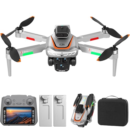 OBEST Drone con HD Doble Cámara, Drone RC Plegable con 4,3 Pulgadas Pantalla LCD, Motor sin Escobillas,Hover Estable, 5GHz WiFi, 2 Baterías, para Niños y Adultos