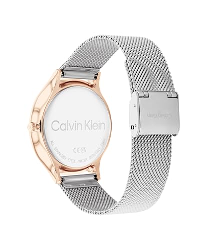 Calvin Klein Reloj De Movimiento De Cuarzo De Dos Manecillas para Mujer Colección CK Timeless con Correa de Malla de Acero Inoxidable Plateada - 25100006