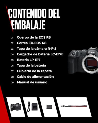 Appareil photo hybride Canon EOS R8 nu Noir