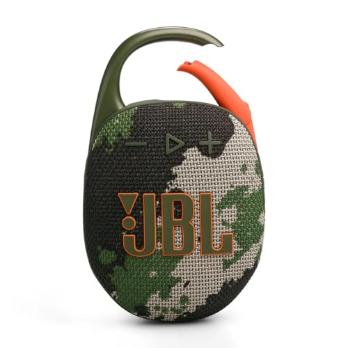 JBL Clip 5, Altavoz inalámbrico portátil con Bluetooth, resistente al agua y al polvo IP67, hasta 12h de reproducción y más con Playtime Boost activado, camuflaje