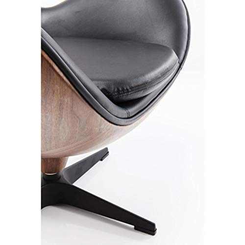 KARE 83346 Sillón Giratorio Lounge, Schwarz Walnuss, 63.5 x 43 x 114