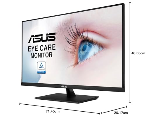 ASUS VP32AQ - Monitor Eye Care de 32" WQHD (2560x1440, IPS, 100% sRGB, HDR-10, 75Hz, Adaptive-Sync/FreeSync, DisplayPort, HDMI, Antiparpadeo, Filtro de luz azul, HDR10) Negro