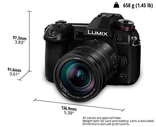 Panasonic Lumix DC-G9LEC-K Cámara Evil de 20.3 MP (20FPS AFC RAW, Estabilizador Óptico de 5 Ejes, Live Mos, 4K Ultra HD, Pantalla Táctil) Kit con Objetivo LEICA 12-60mm / F2.8-F4, Bluetooth, Negro