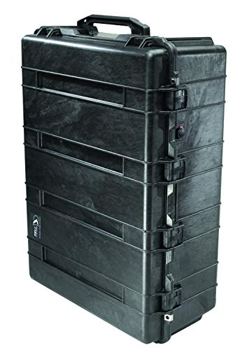 PELI 1730 Maleta de transporte técnica con ruedas para equipos electrónicos, fotográficos y audiovisuales, IP67 estanca, 167L de capacidad, fabricada en EE.UU., con espuma personalizable, color negro