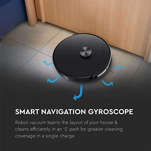 V-TAC Aspirador giroscópico Robotizado de Carga automática Compatible con Amazon Alexa y Google Home, Color Negro