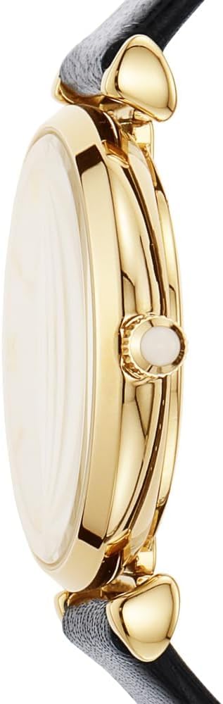 Emporio Armani Reloj de mujer, Movimiento de dos manecillas, caja de acero inoxidable dorado de 32 mm con correa de piel, AR1910, Negro y tono dorado
