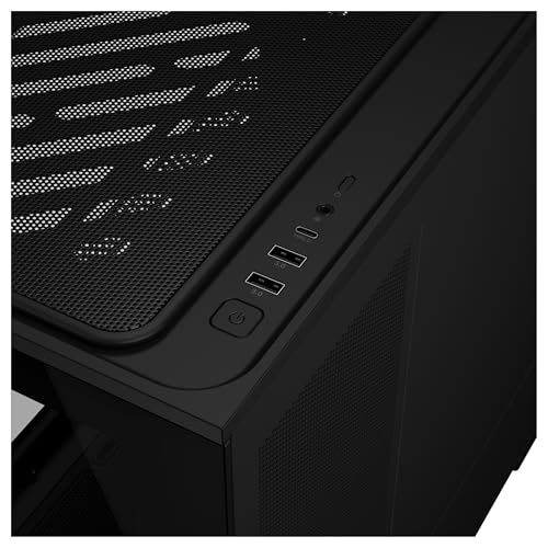 ASUS Prime AP202 ARGB Caja mATX, Cristal Curvado Templado, Compatible con gráficas de hasta 420 mm, radiadores de 360 mm, raíl de fácil extracción, ventilación de Ranura, Ventiladores ARGB, Negro