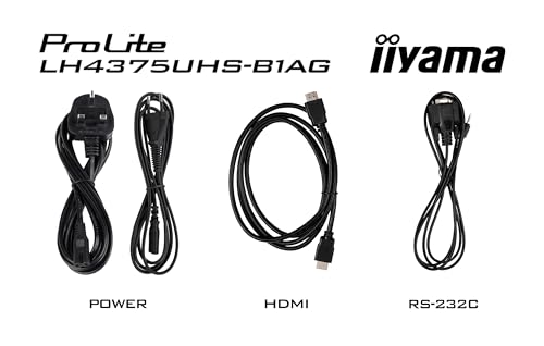 iiyama Prolite LH4375UHS-B1AG Pantalla Digital IPS LED 4K UHD HDMI DP in/out USB2.0 RS-232c RJ45 Reproductor Multimedia Android OS WiFi SDM-S Micro-SD 24/7 Negro 108cm 42,5"